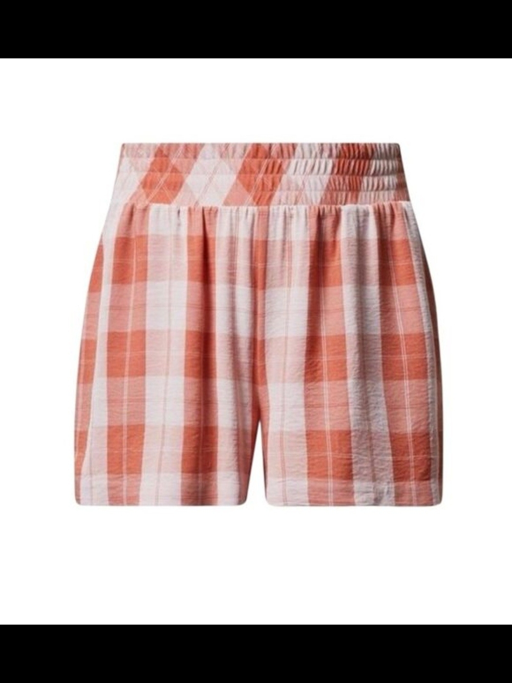 Women’s Pink Plaid Elastic-Waist Shorts